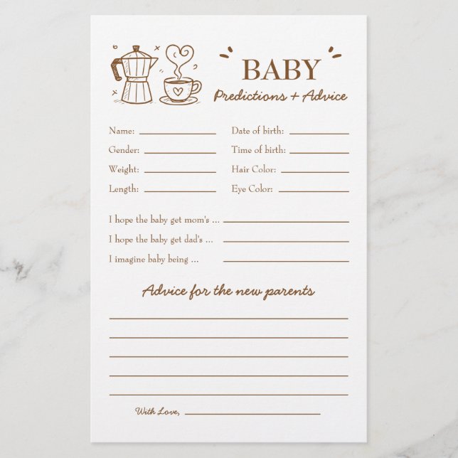 A Baby Is Brewing Coffee Predictions and Advice (Front)