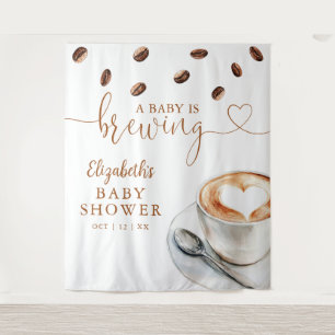 A Baby Is Brewing Coffee Shower Photo Backdrop Tapestry