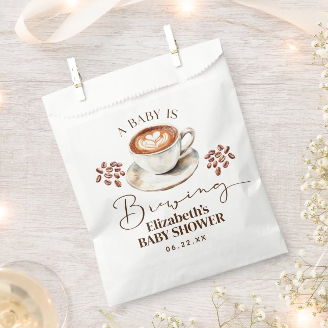 A Baby is Brewing Coffee Theme Baby Shower Favour Bags (Clipped)