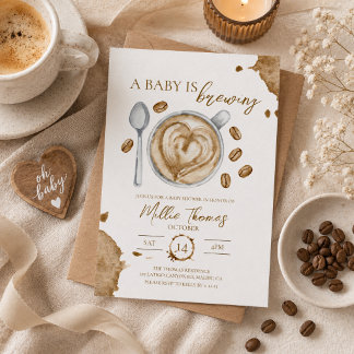A Baby Is Brewing Coffee Themed Baby Shower Invitation