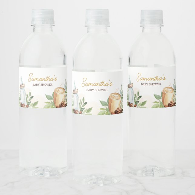 A Baby is Brewing Coffee Water Bottle Label (Bottles)