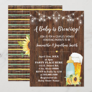 A Baby is brewing couples baby shower country chic Invitation