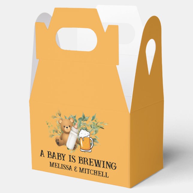 A baby is brewing couples baby shower favour box (Opened)