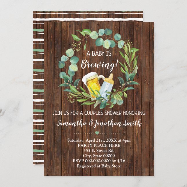 A Baby is brewing couples baby shower Invitation (Front/Back)