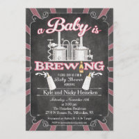 A "Baby is Brewing" Couples BBQ Invitation - Girl