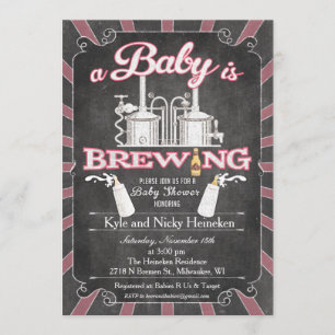 A "Baby is Brewing" Couples BBQ Invitation - Girl