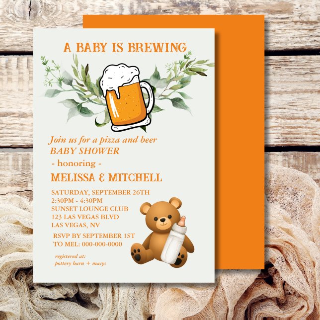 A baby is brewing couples co-ed baby shower invitation (Creator Uploaded)