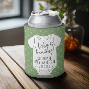 A Baby is Brewing -- Couples Shower Can Edit Colou Cooler