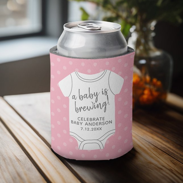 A Baby is Brewing -- Couples Shower Can Edit Colou Cooler (Baby Shower Favor - Personalized Can Cooler for a Couple's Shower - A Baby is Brewing)