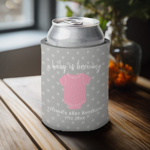 A Baby is Brewing - Couples Shower Favour Pink Gir Can Cooler