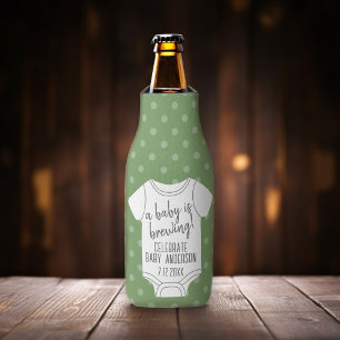 A Baby is Brewing -- Couples Shower - Green Bottle Cooler