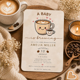 A Baby is Brewing Cute Coffee Baby Shower Invitation