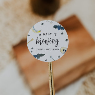 A Baby Is Brewing   Cute Halloween Baby Shower Classic Round Sticker