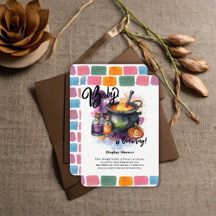 A Baby Is Brewing   Cute Halloween Baby Shower Enclosure Card