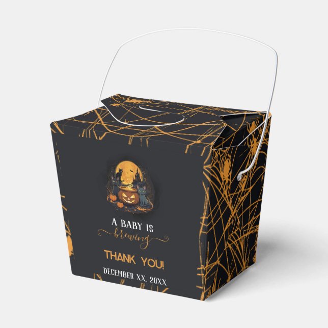 A Baby Is Brewing Cute Halloween Baby Shower Favour Box (Front Side)