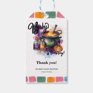 A Baby Is Brewing Cute Halloween Baby Shower Gift Tags