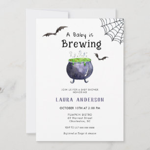 A Baby is Brewing Cute Halloween Baby shower Invitation