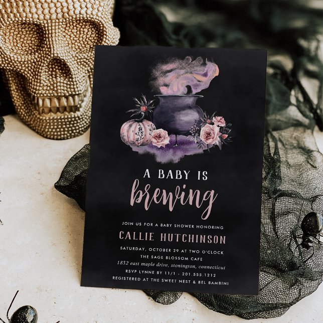 A Baby Is Brewing | Cute Halloween Baby Shower Invitation (Creator Uploaded)
