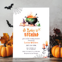 A baby is brewing cute Halloween baby shower
