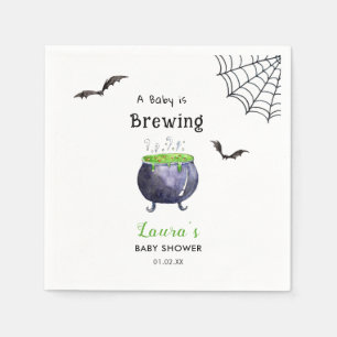 A Baby is Brewing Cute Halloween Baby shower Napkin
