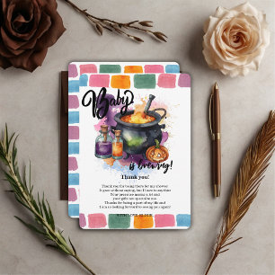 A Baby Is Brewing Cute Halloween Baby Shower Thank You Card