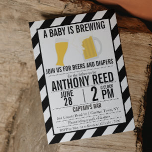 A Baby is Brewing Diaper and Beer Party Invitation