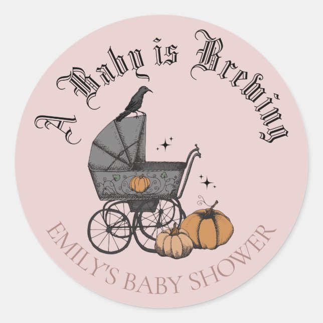 A Baby is Brewing Fall Baby Shower Favour Sticker (Front)