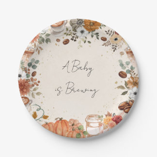 A Baby is Brewing Fall Coffee Paper Plate