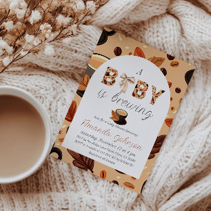 A Baby is Brewing Fall Coffee Themed Baby Shower Invitation