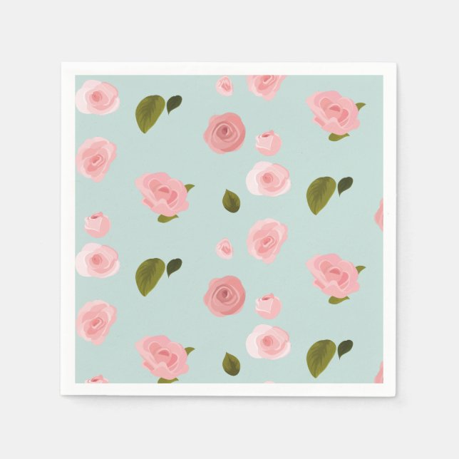 A Baby is brewing floral teacups Baby shower Napkin (Front)