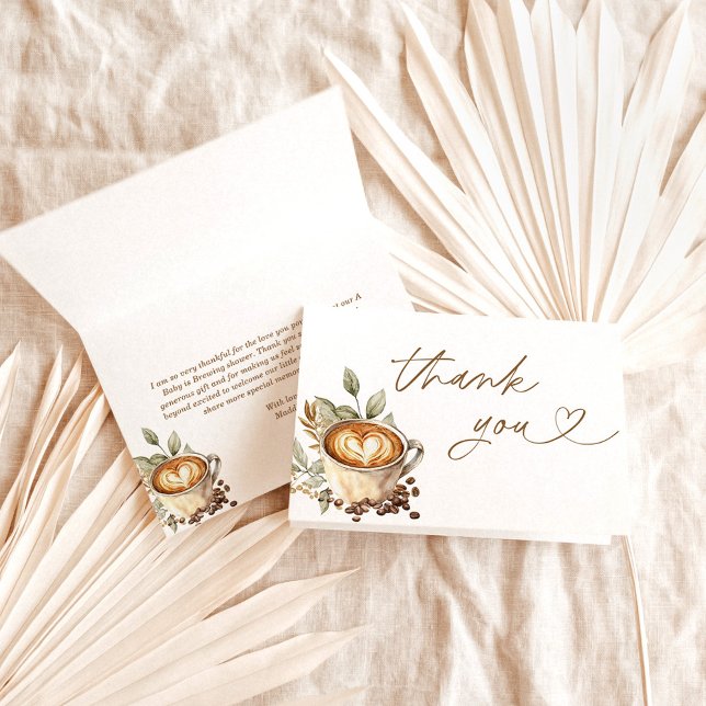 A Baby is Brewing Folded Thank You Cards, Coffee (Creator Uploaded)