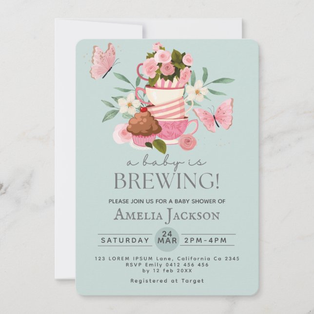 A Baby is brewing gender neutral Baby shower Invitation (Front)