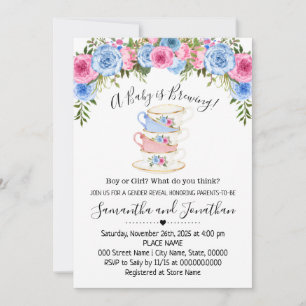 A Baby is brewing gender reveal tea baby shower Holiday Card