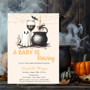 A Baby Is Brewing Ghost Glass Dots Baby Shower Invitation