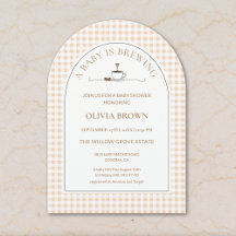 A Baby Is Brewing  Gingham Coffee Baby Shower 