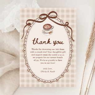 A Baby is Brewing Gingham Coffee Baby Shower Thank You Card