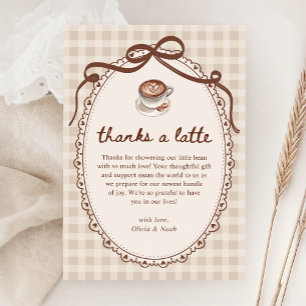 A Baby is Brewing Gingham Coffee Baby Shower Thank You Card