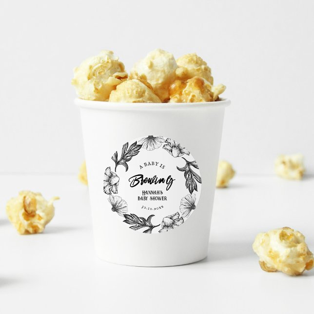 A baby is brewing Gothic Flowers tatt Baby Shower Classic Round Sticker (Creator Uploaded)