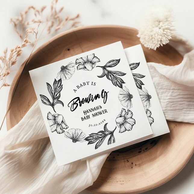 A baby is brewing Gothic Flowers tatt Baby Shower Napkin (Creator Uploaded)