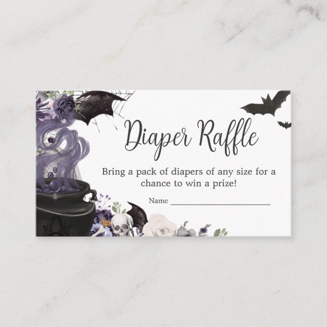 A Baby is Brewing Gothic Halloween Diaper Raffle  Enclosure Card (Front)
