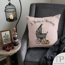 A Baby is Brewing Gothic Throw Pillow