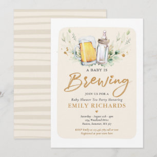 A Baby Is Brewing Greenery Beer Coed Baby Shower Invitation