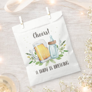 A Baby is Brewing Greenery Cheers Coed Baby Shower Favour Bags