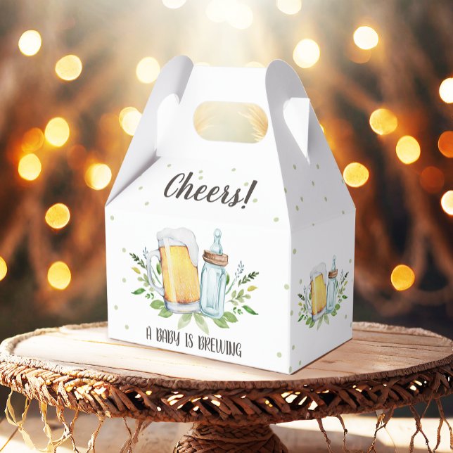 A Baby is Brewing Greenery Cheers Coed Baby Shower Favour Box (Creator Uploaded)