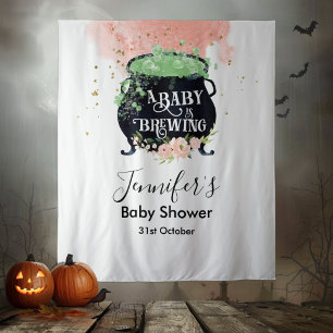 a baby is brewing Halloween Baby Shower Backdrop Tapestry