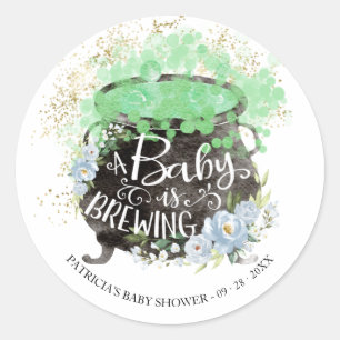 A Baby Is Brewing Halloween Baby Shower  Classic R Round Sticker