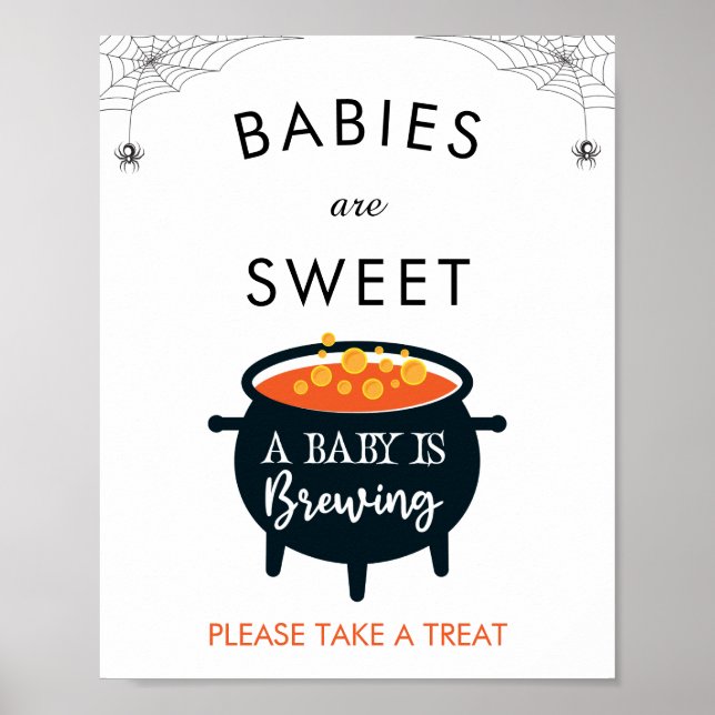 A Baby Is Brewing Halloween Baby Shower Favour Pos Poster (Front)