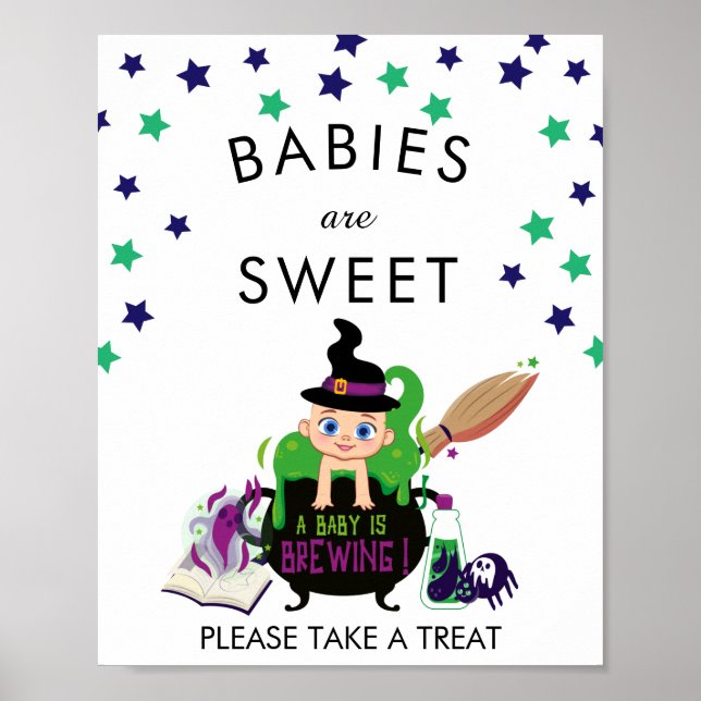 A Baby Is Brewing Halloween Baby Shower Favour Poster (Front)