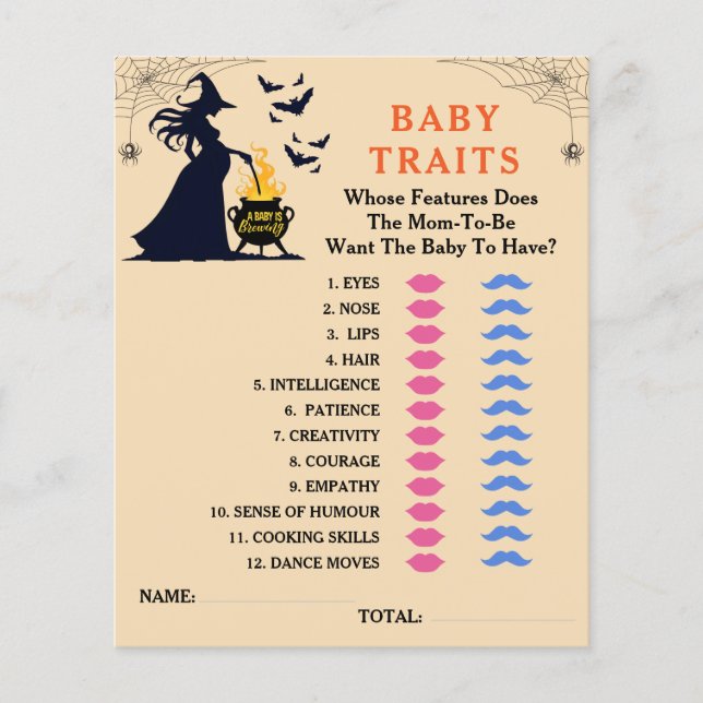 A Baby is Brewing Halloween Baby Shower Games (Front)