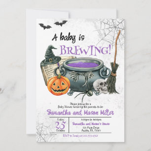 A Baby is Brewing Halloween Baby Shower Invitation